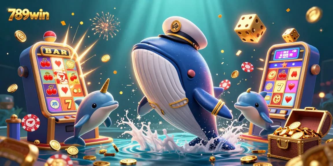 Experience winning with 789win; a colorful casino scene featuring playful gaming characters.