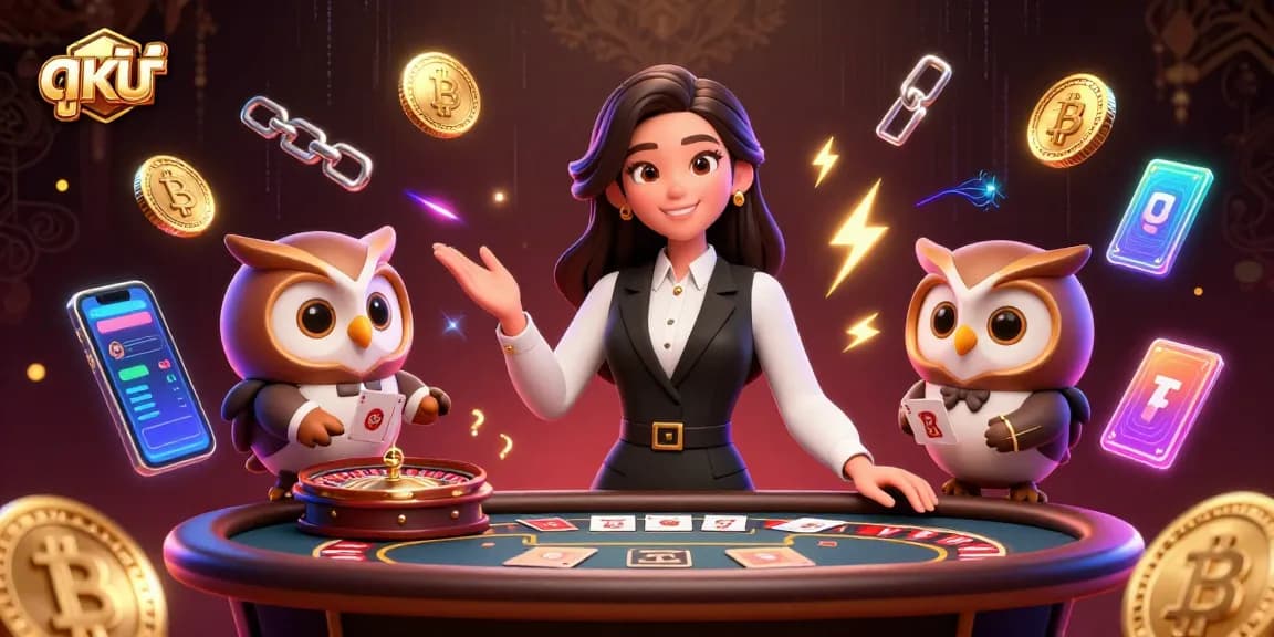 Engaging illustration of dealers promoting ดูหนังใหม่ with casino elements including baccarat and roulette.