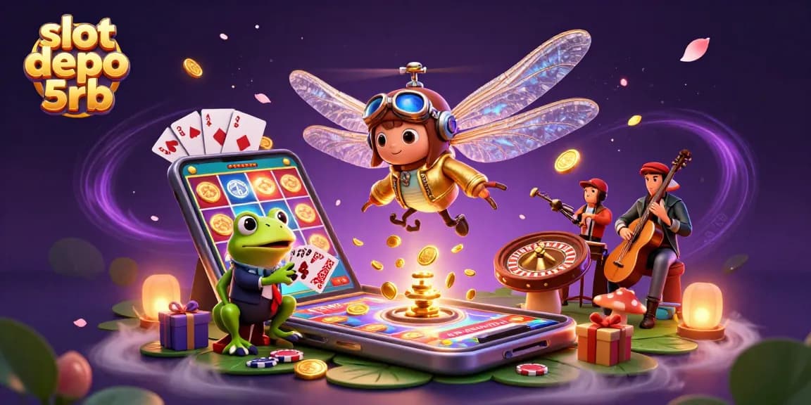 Engage in thrilling gameplay with slot depo 5rb, featuring exciting characters and casino elements.