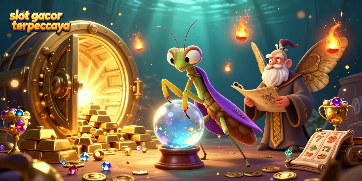Engage in the luck of slot gacor terpercaya with vibrant characters in a treasure-filled scene.