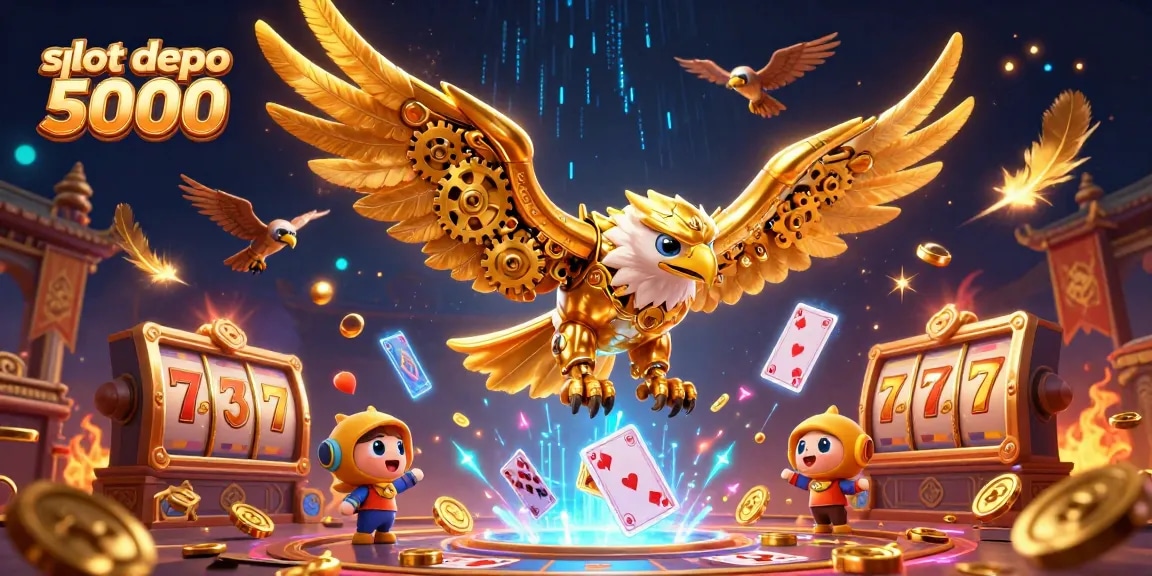 Experience thrilling excitement with slot depo 5000 in a vibrant casino scene filled with animated elements.