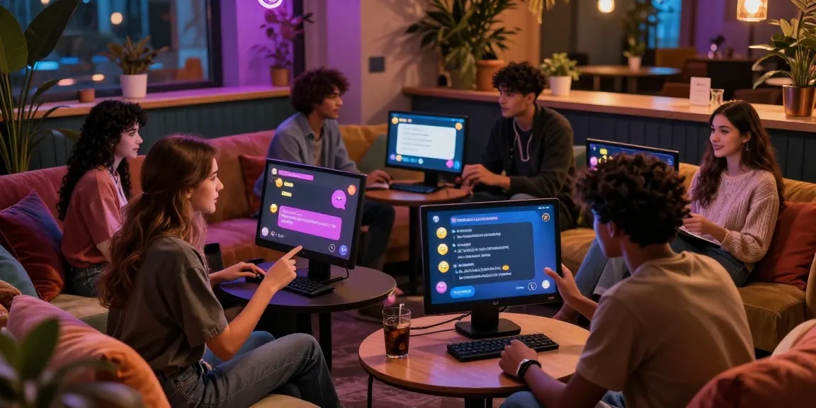 Engaging NSFW chat interaction with AI avatars in a cozy lounge setting showcasing immersive digital experiences.