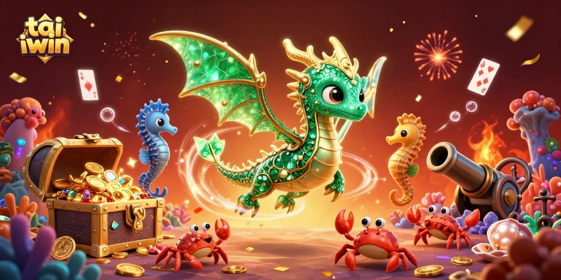 Engage with tai iwin in this vibrant casino-themed underwater scene featuring dynamic characters and treasures.
