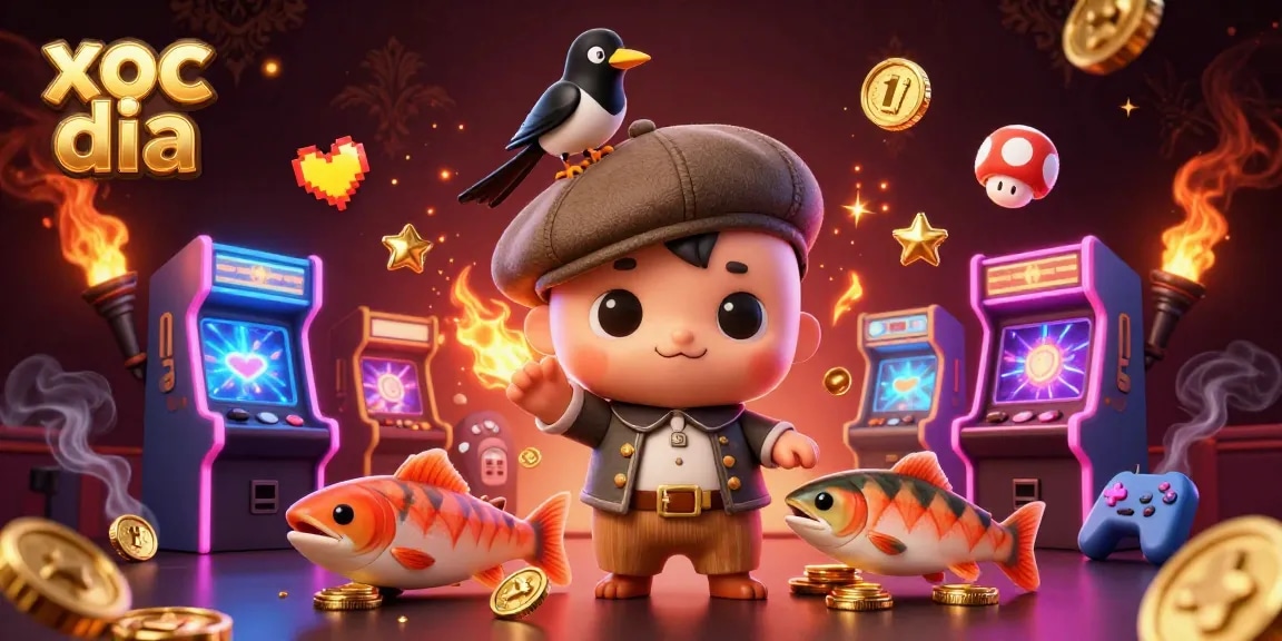 Xoc dia excitement shines with colorful characters and vibrant gaming elements spotlighting the thrill of casino play.