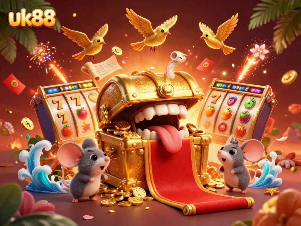 Engage with the uk88 adventure through a vibrant casino scene featuring treasure and excitement.