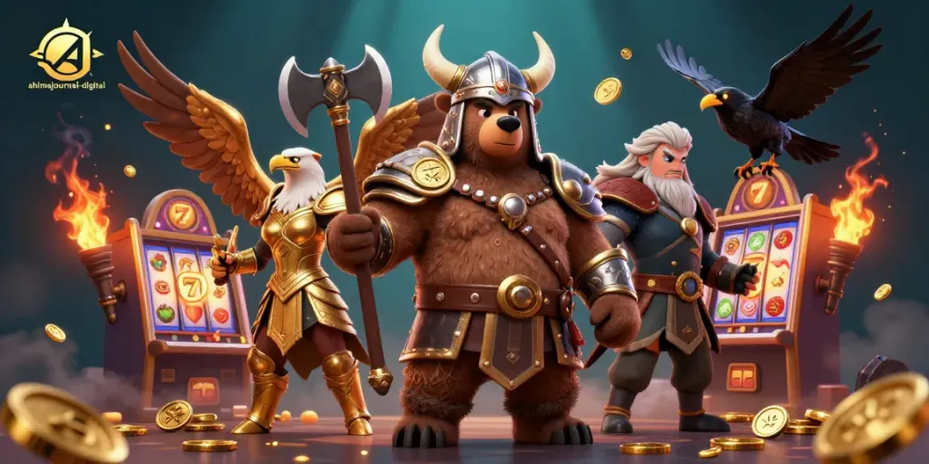 Join the exciting action at ahimajournal-digital with a Viking bear and Valkyrie eagle in a slot machine adventure.
