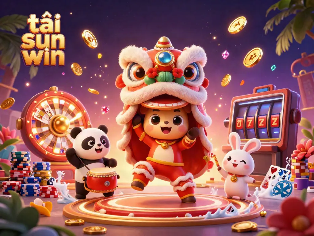Win big with tải sun win in an exciting 3D casino illustration featuring lively characters and dynamic gaming elements.
