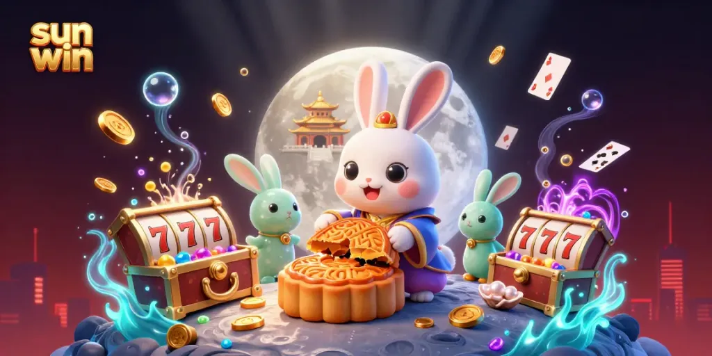 Experience the thrill of sun win in this vibrant 3D casino illustration featuring lucky slots and a festive atmosphere.