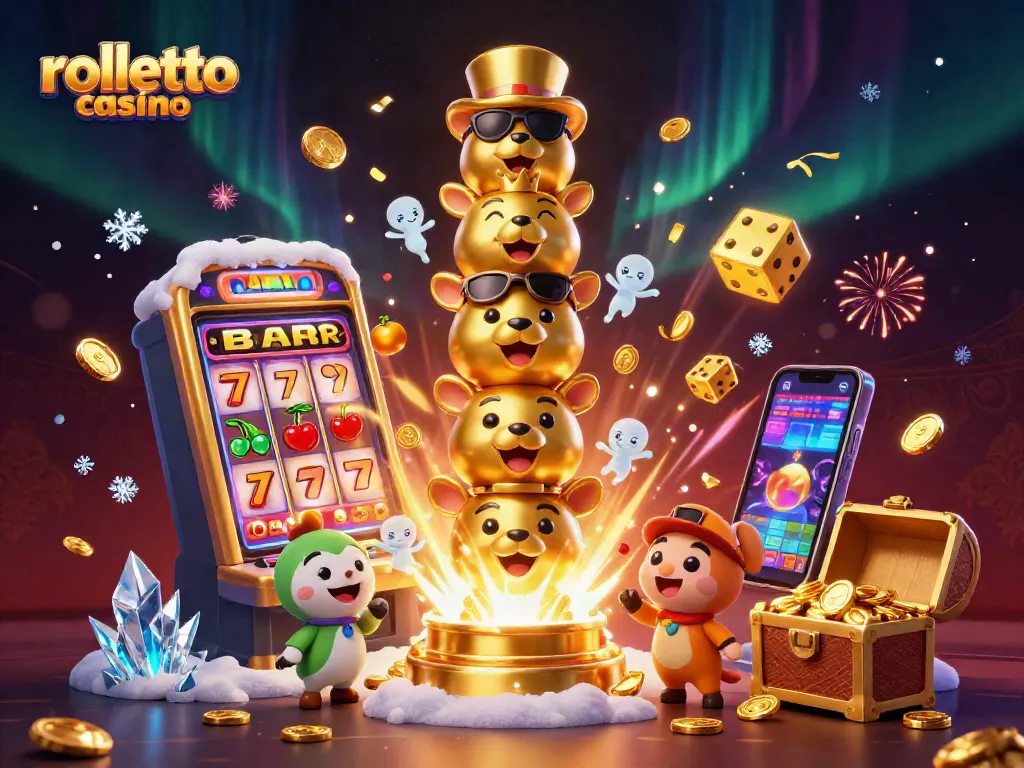 Engage in thrilling gameplay at rolletto casino with a vibrant illustration of characters and casino elements.