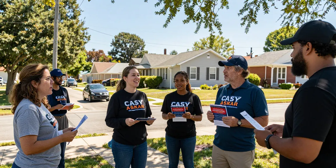 Casey Askar campaign volunteers engaging with voters in the community.